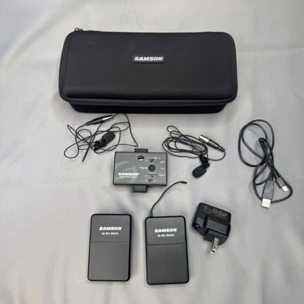 Samson Go Mic Mobile Wireless Lavalier Microphone System 2 TX Receiver Case